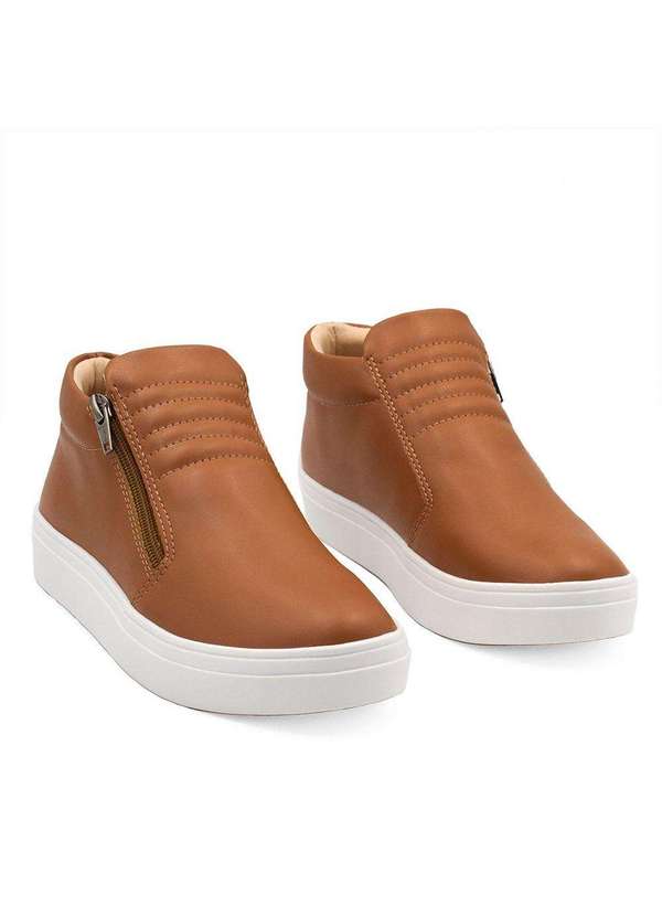 Zatta Calcados - Tenis Boot Feminino com Ziper Lateral Pathy Marrom 2
