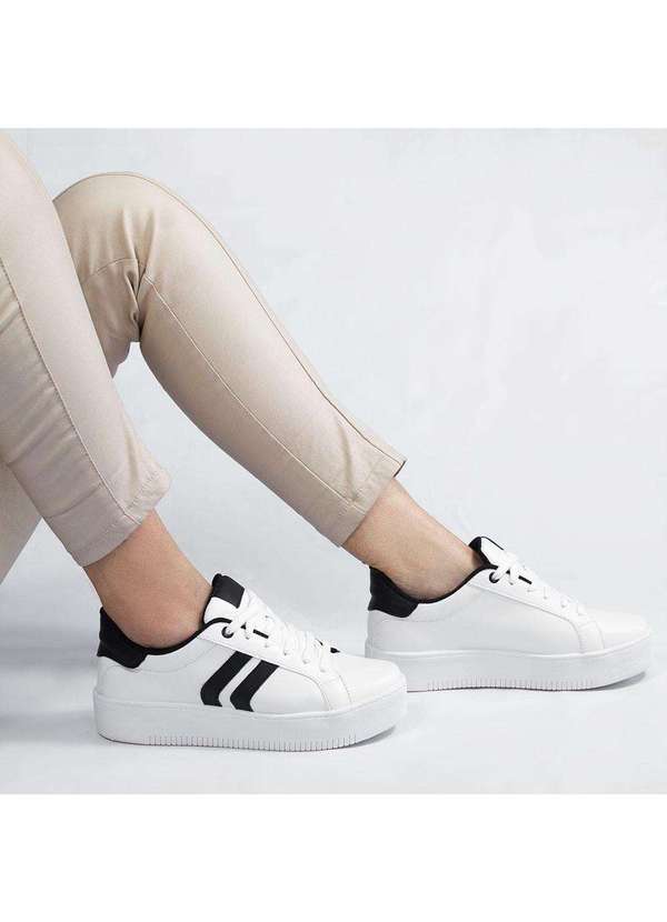 Zatta Calcados - Tenis Casual Duas Listras Lateral Lidia Branco 1