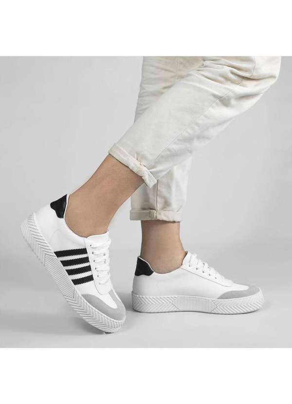 Zatta Calcados - Tenis Feminino Listras Laterais Vilma Preto