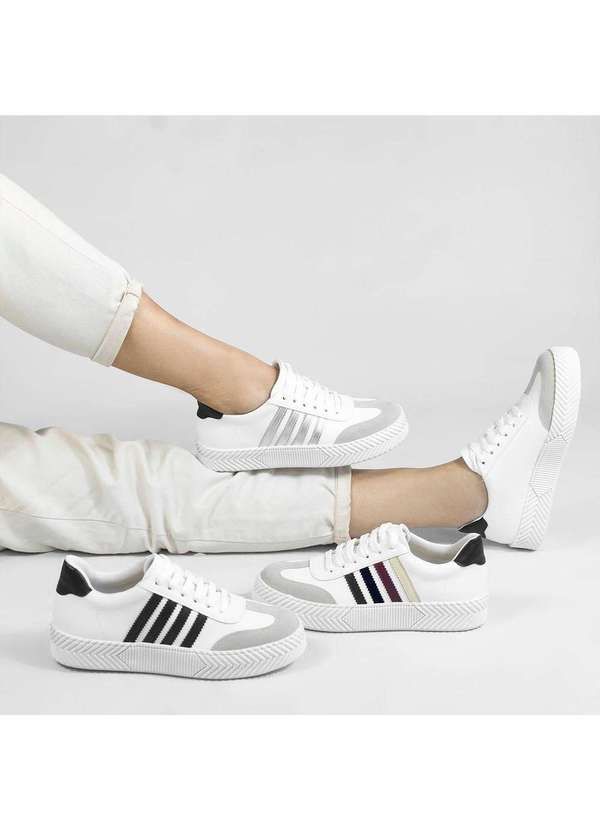 Zatta Calcados - Tenis Feminino Listras Laterais Vilma Preto 8