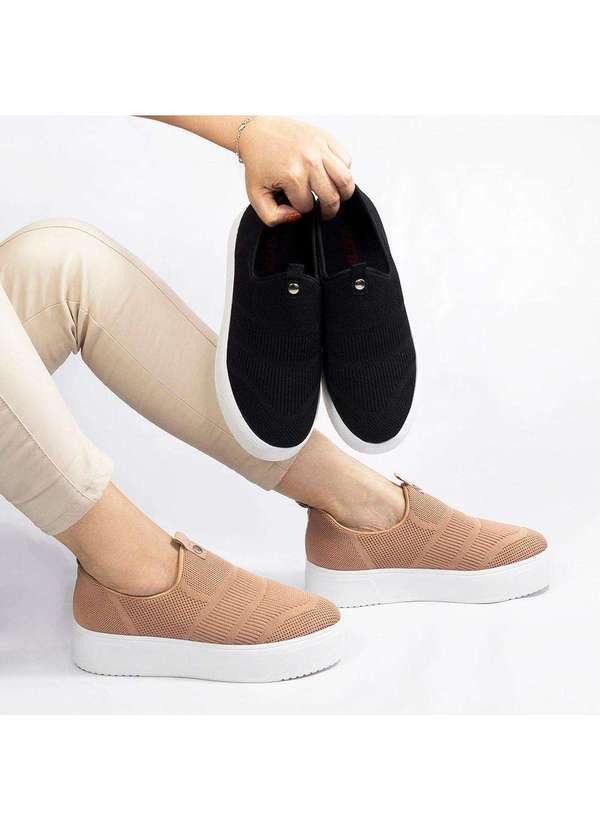 Zatta Calcados - Tenis Knite Flatform Ivete Bege 5