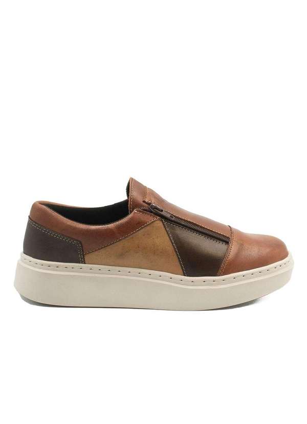Zatta Calcados - Tenis Slip-On Zatta Couro Recorte Carmela Marrom 2