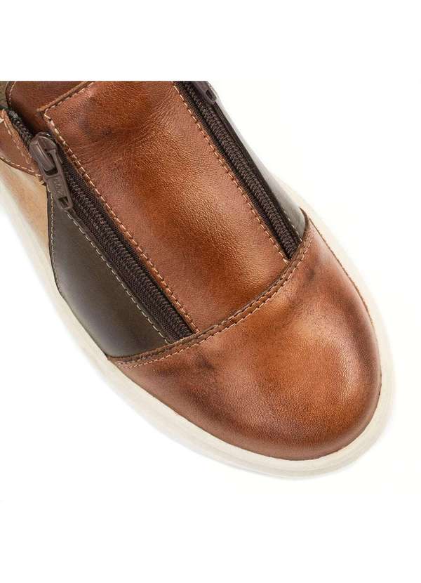 Zatta Calcados - Tenis Slip-On Zatta Couro Recorte Carmela Marrom 4