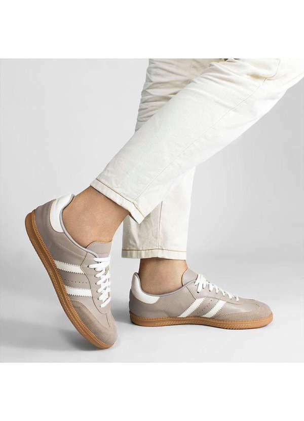 Zatta Calcados - Tenis Zatta Casual Duas Listras Andressa Bege