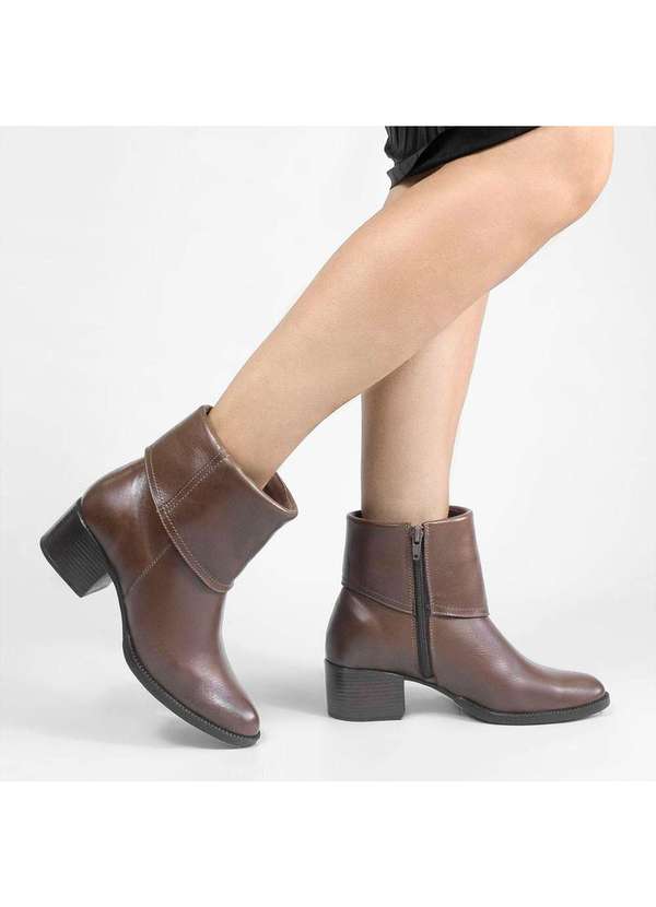 Zatta Calcados - Bota Couro Salto Bloco Medio Samantha Marrom