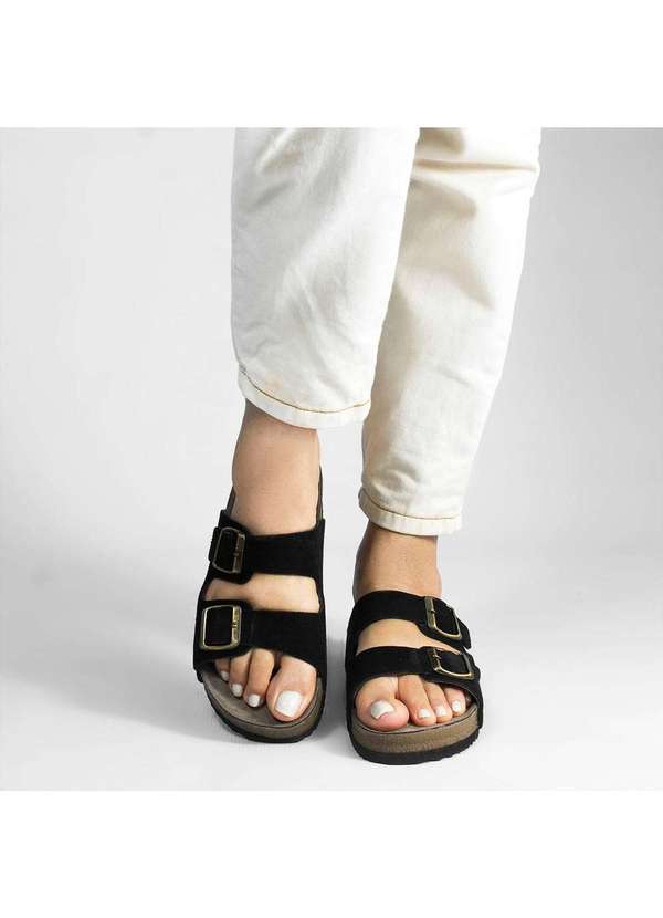 Zatta Calcados - Papete Couro Camurca Fivela Hanna Preto 3