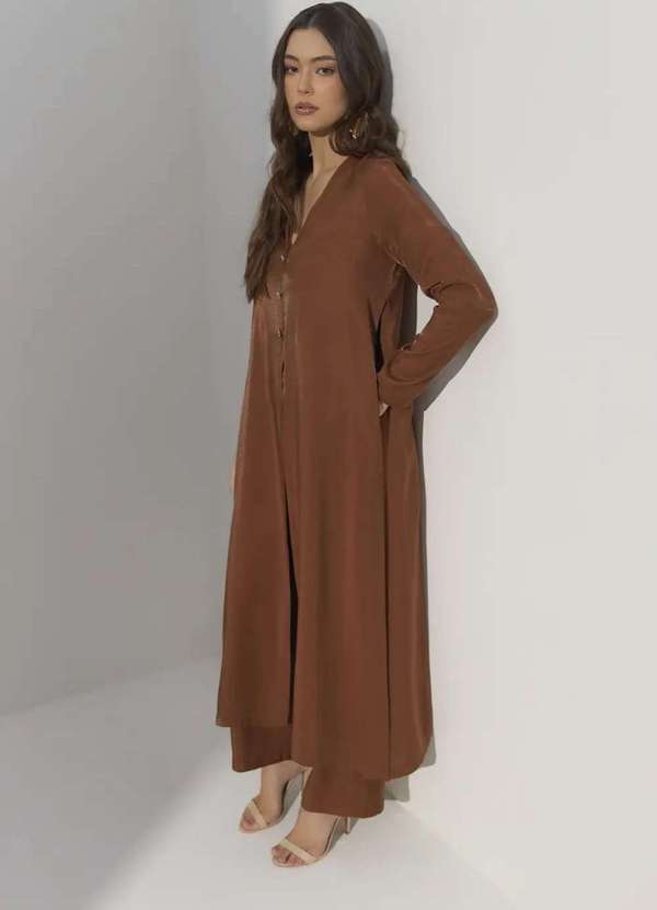 Ritmi Studio - Blusa Alongada com Botoes Marrom