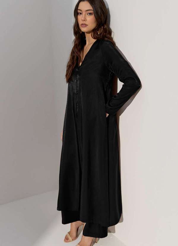 Ritmi Studio - Blusa Alongada com Botoes Preto