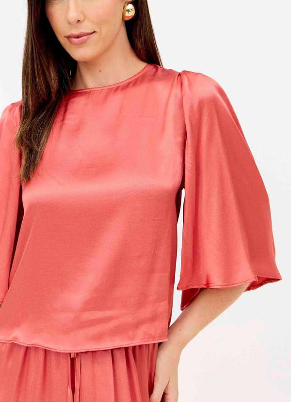 Ritmi Studio - Blusa com Franzido nas Mangas Laranja 2