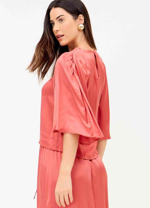Ritmi Studio - Blusa com Franzido nas Mangas Laranja 3
