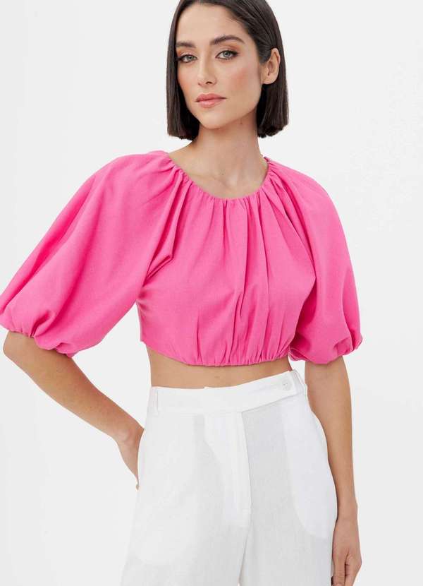 Ritmi Studio - Blusa com Mangas Bufantes Rosa