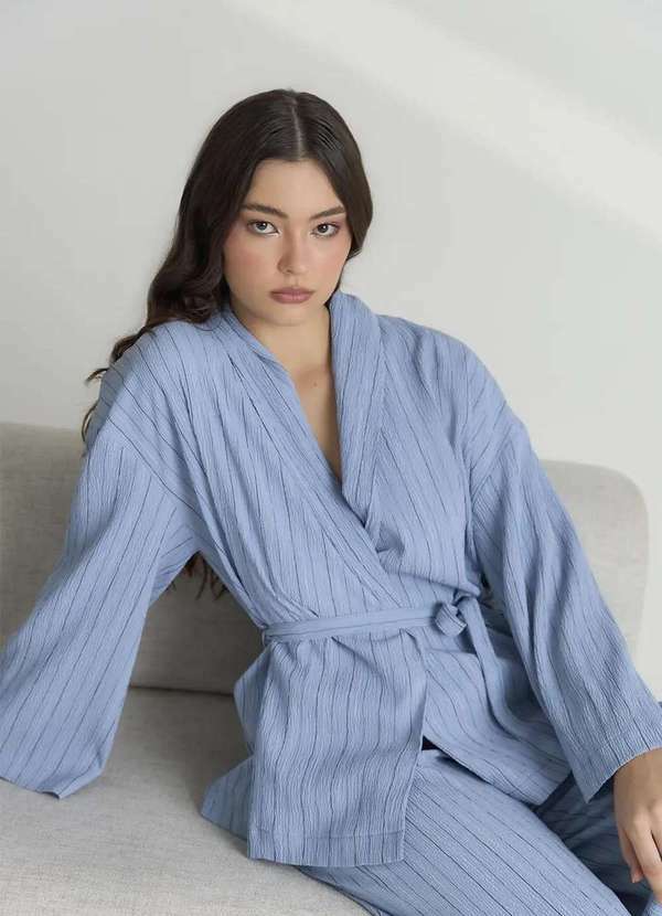 Ritmi Studio - Blusa com Transpasse Frente Azul