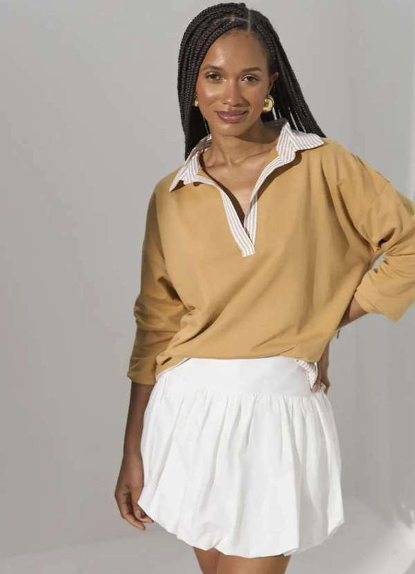 Ritmi Studio - Blusa Manga Longa com Meia Vista Nude