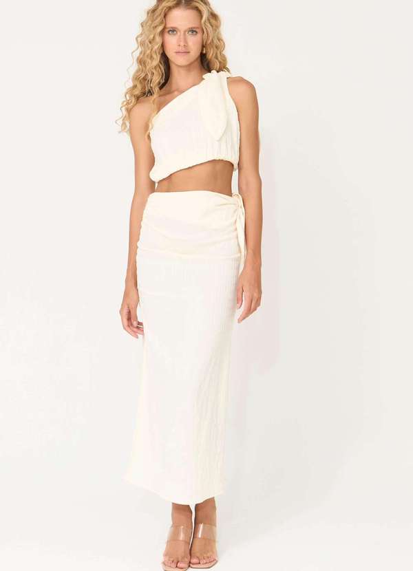 Ritmi Studio - Blusa um Ombro So Bege