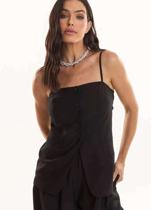 Ritmi Studio - Corset com Botoes Alfaiataria Preto