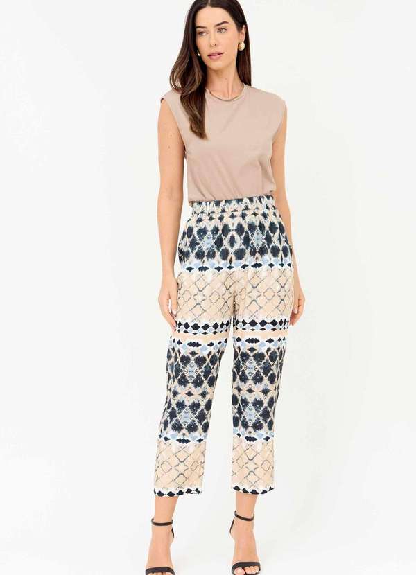 Ritmi Studio - Calca de Linho Estampada Nude