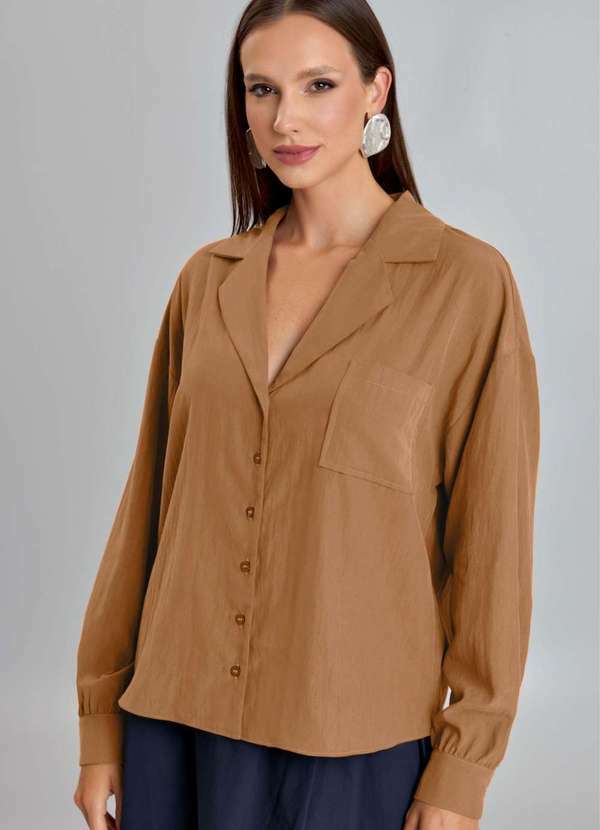 Ritmi Studio - Camisa com Bolso Marrom