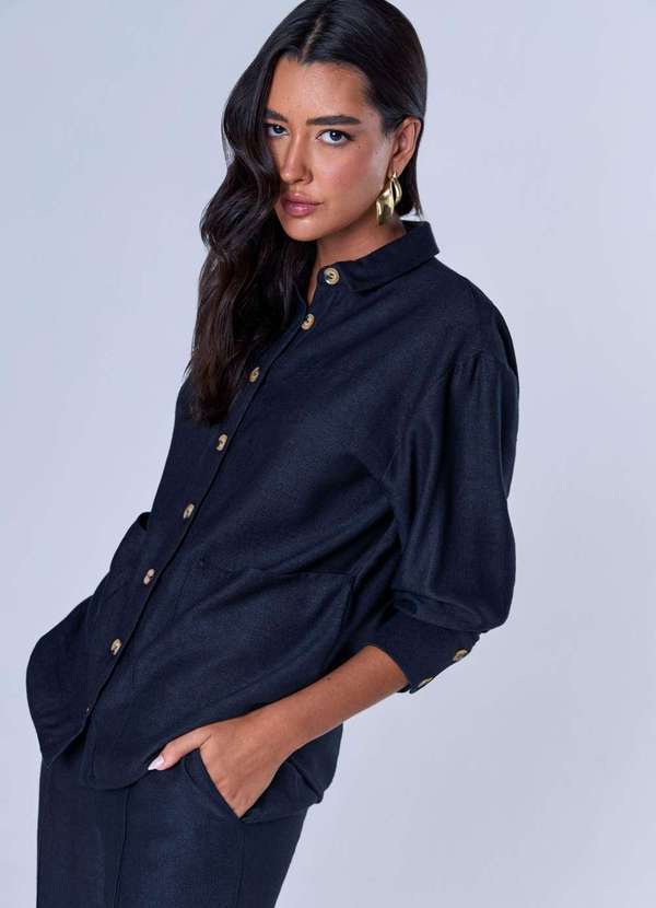Ritmi Studio - Camisa com Bolsos Preto