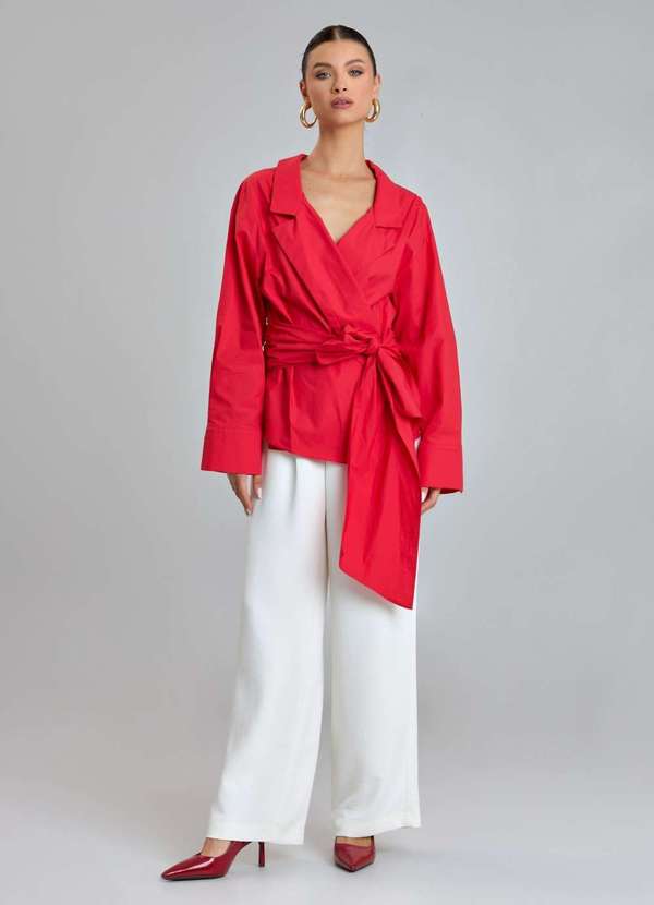 Ritmi Studio - Camisa com Cinto Fixo Vermelho