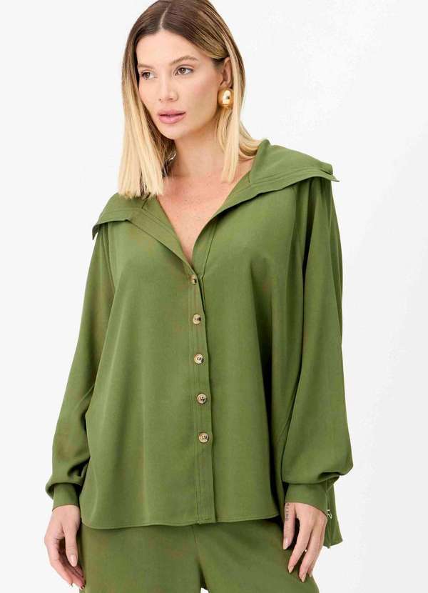 Ritmi Studio - Camisa com Gola Alongada Verde