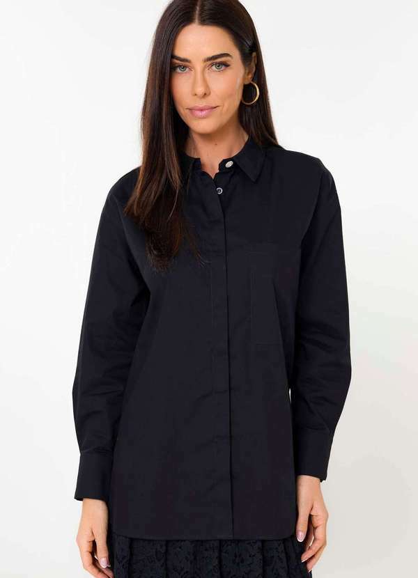 Ritmi Studio - Camisa com Mangas Longas Amassada Preto