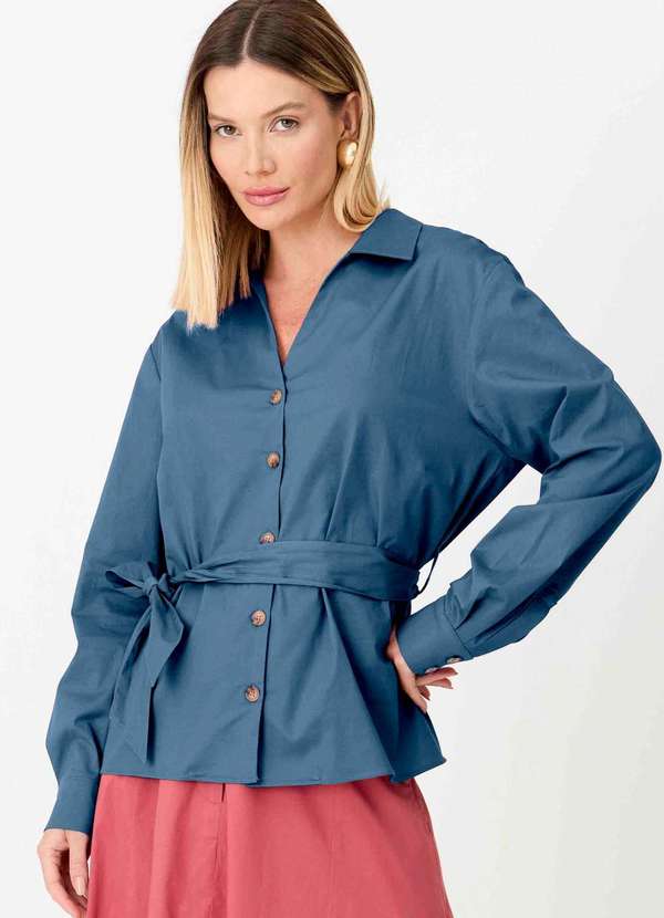 Ritmi Studio - Camisa de Mangas Longas com Faixa Azul