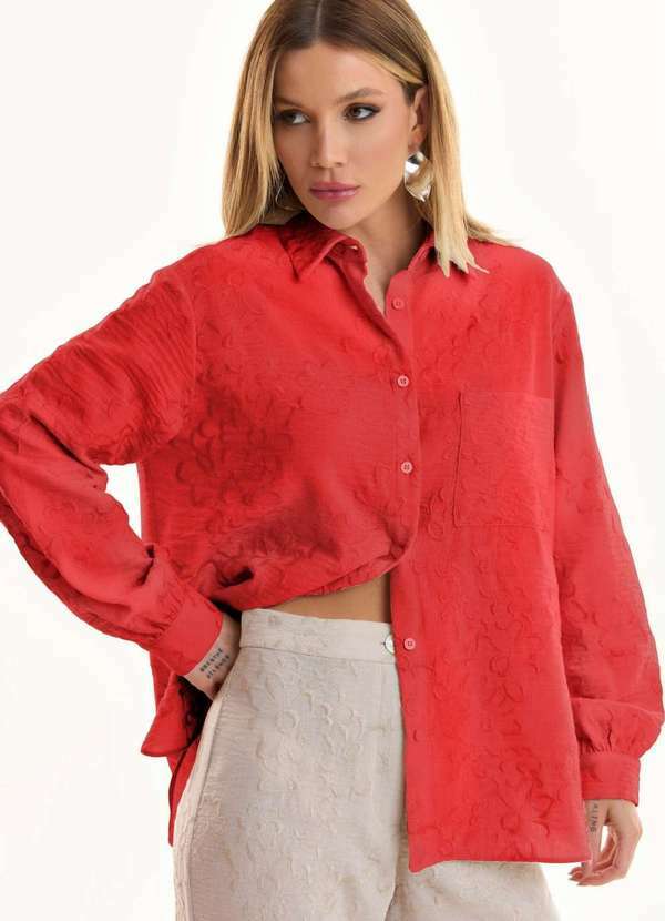 Ritmi Studio - Camisa Linho Bordado Vermelho