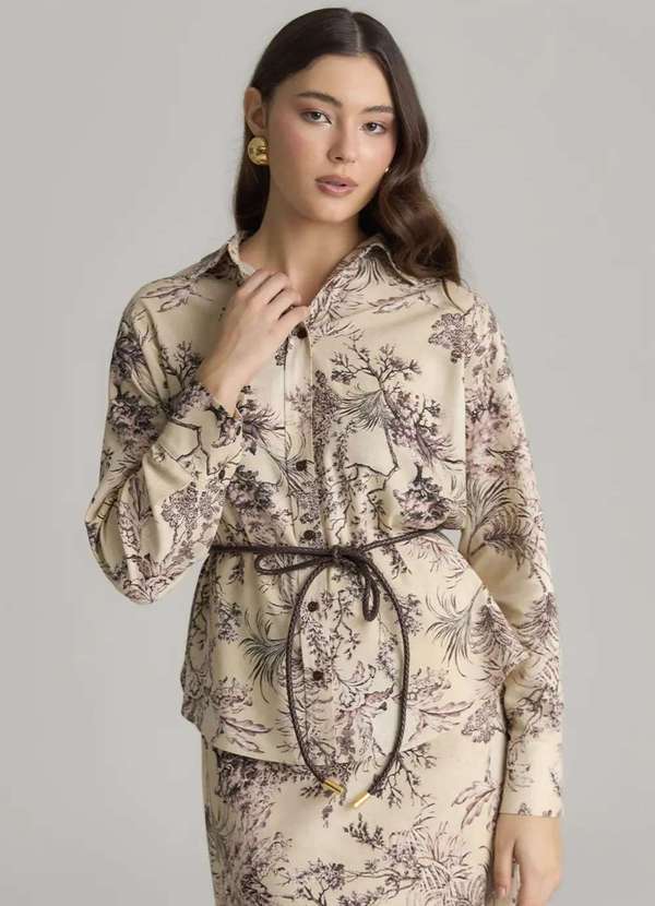 Ritmi Studio - Camisa Manga Longa Estampada Bege 2