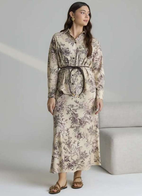 Ritmi Studio - Camisa Manga Longa Estampada Bege 3