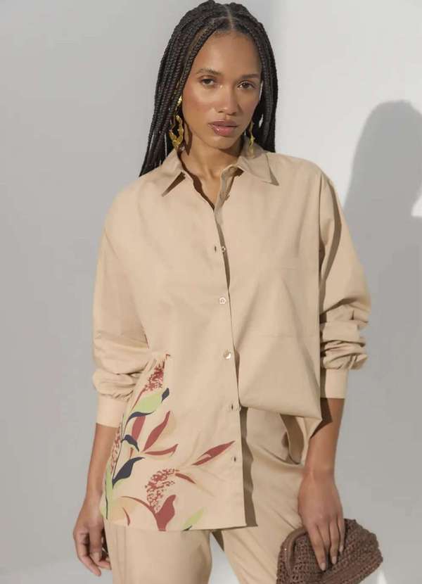 Ritmi Studio - Camisa Tricoline com Estampa Nude