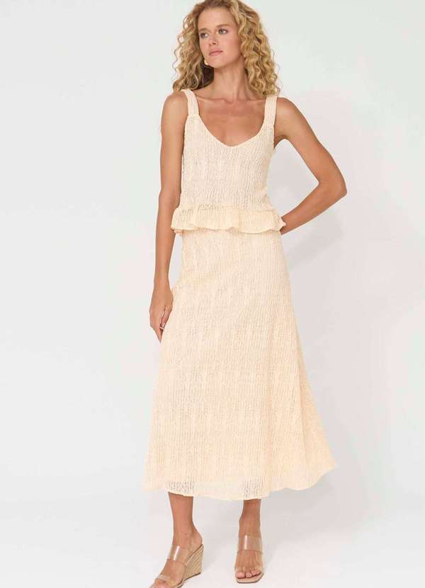 Ritmi Studio - Saia de Malha Plissada Bege