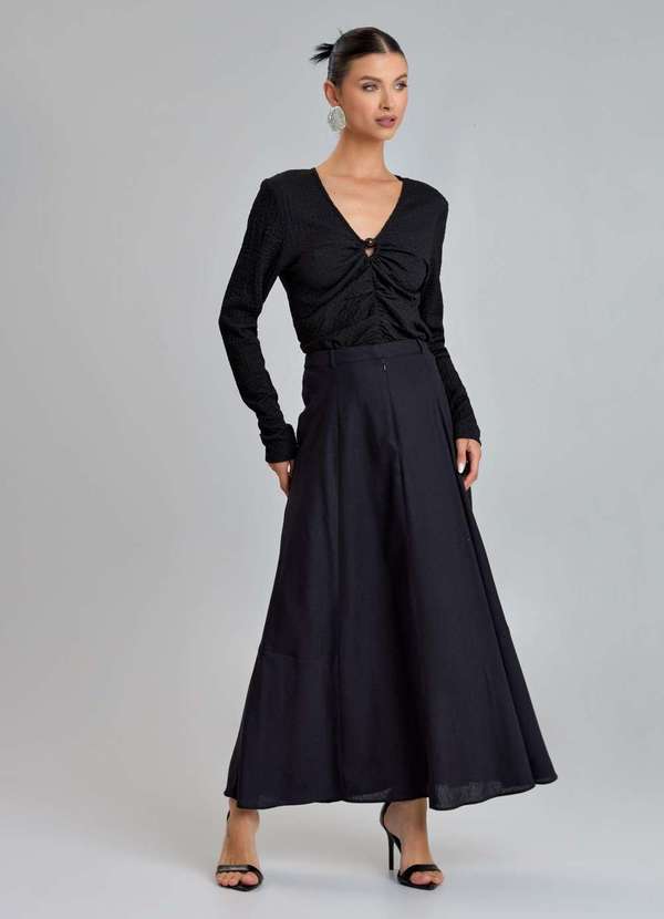 Ritmi Studio - Saia Midi de Linho Preto