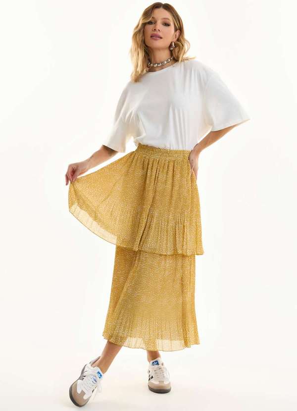 Ritmi Studio - Saia Midi Plissada Branco