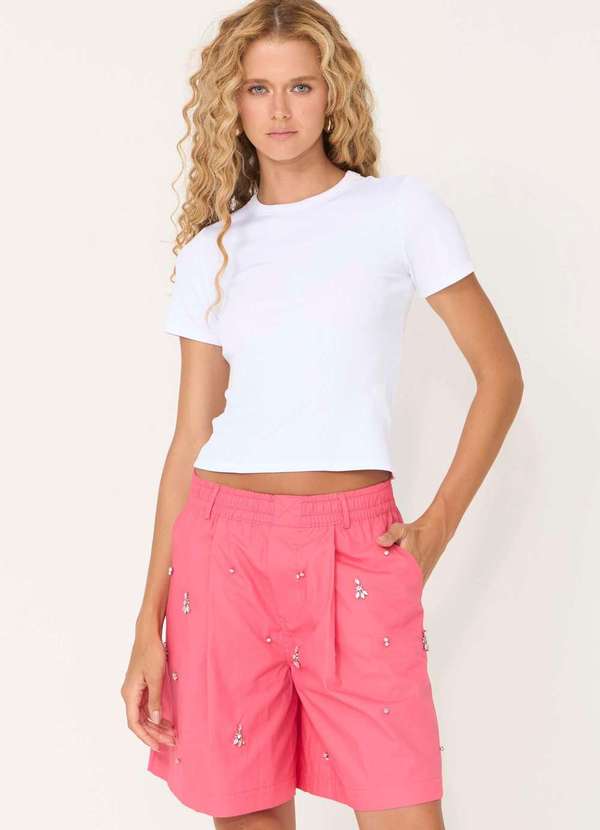 Ritmi Studio - Bermuda Cos com Elastico Rosa