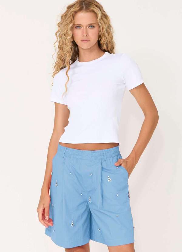 Ritmi Studio - Bermuda Cos com Elastico Azul