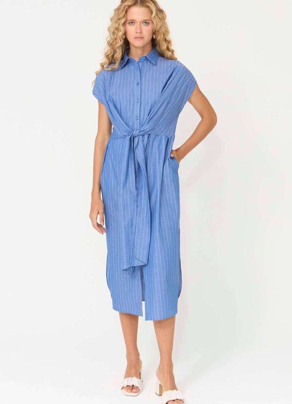 Ritmi Studio - Chemise sem Mangas com Amarracao na Frente Azul