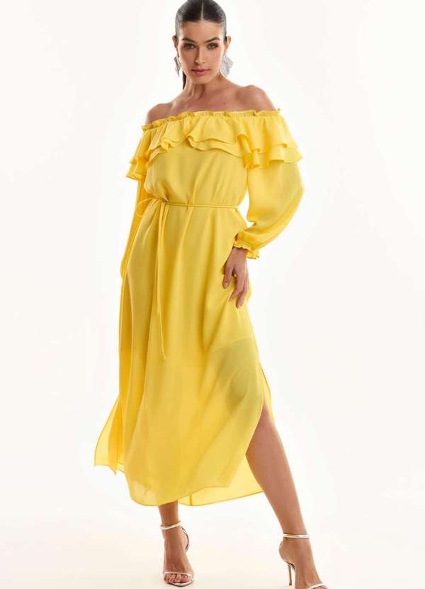 Ritmi Studio - Vestido Babados Decote Amarelo