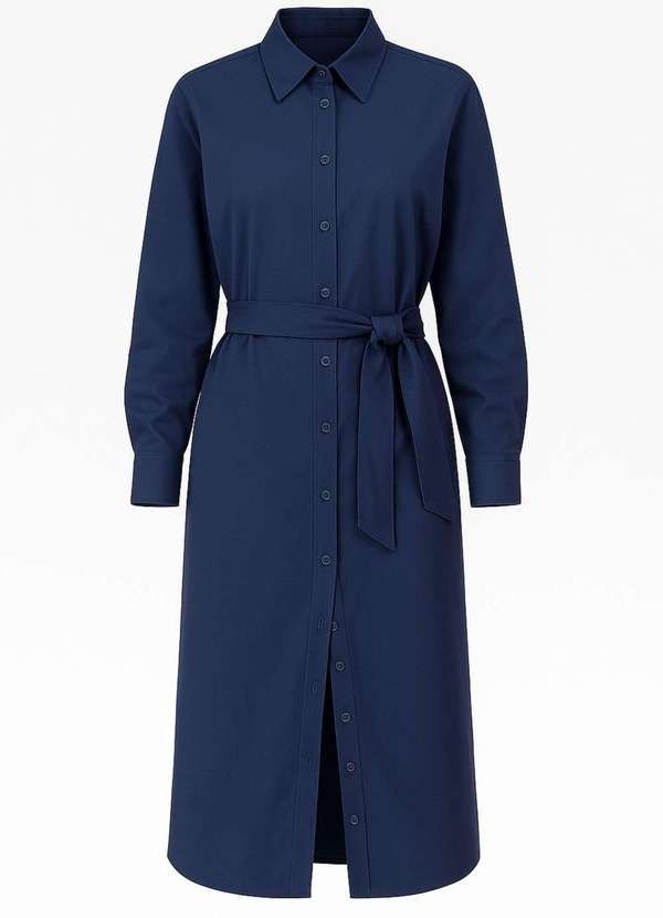 Ritmi Studio - Vestido Chemise com Amarracao Azul