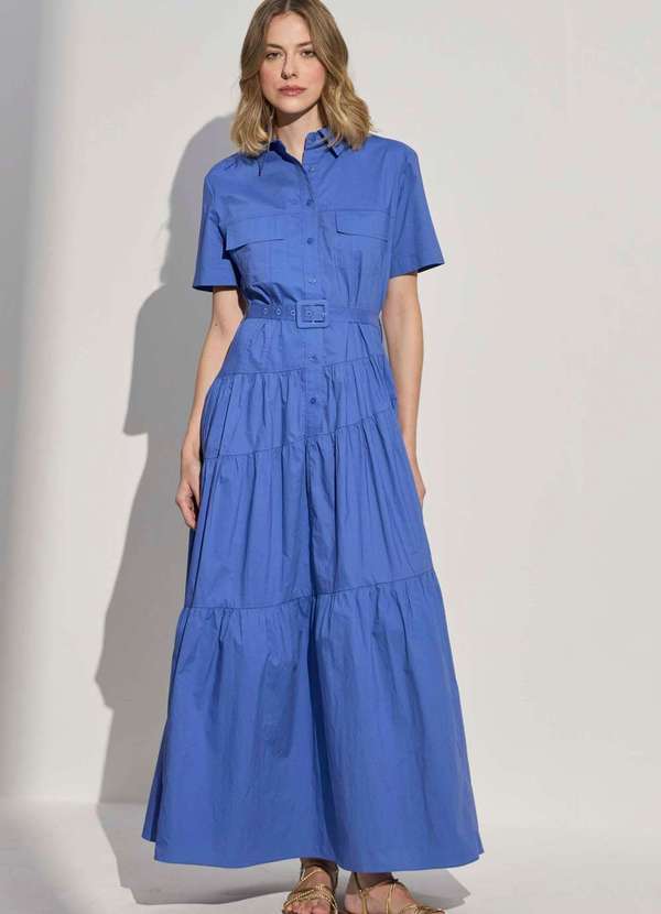 Ritmi Studio - Vestido Chemise com Cinto Azul