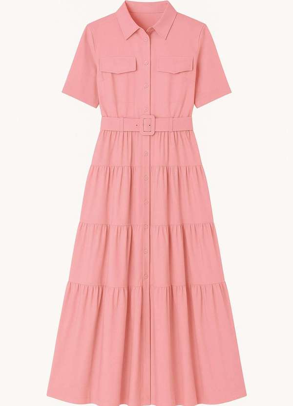 Ritmi Studio - Vestido Chemise com Cinto Rosa