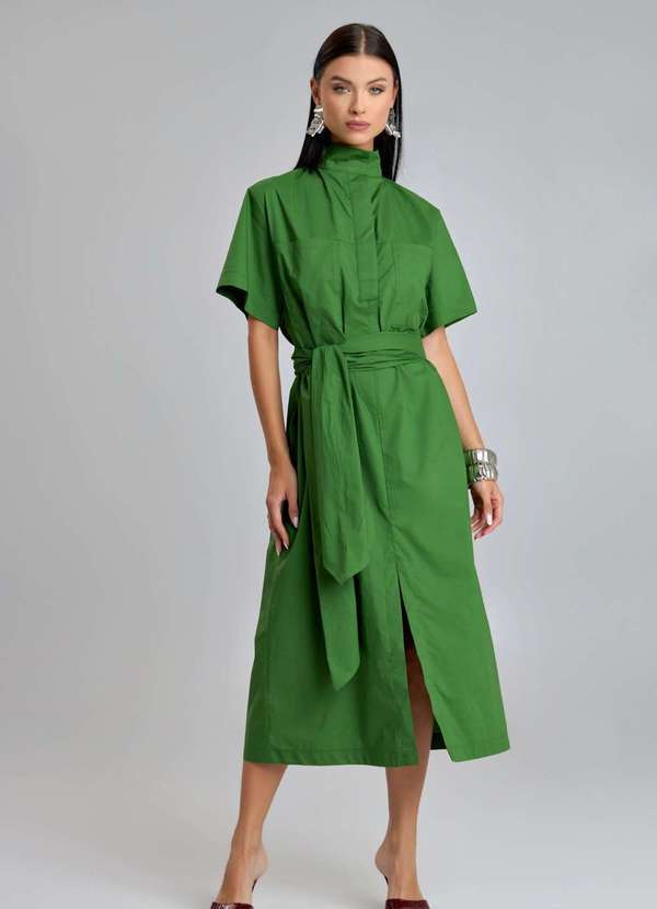 Ritmi Studio - Vestido com Meia Vista e Bolsos Frontais Verde
