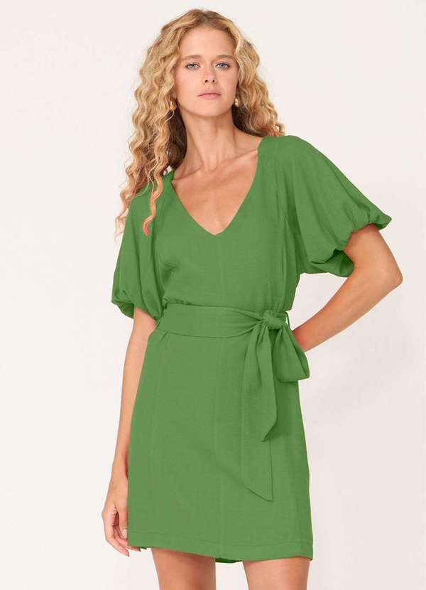 Ritmi Studio - Vestido Curto com Mangas Bufantes Verde