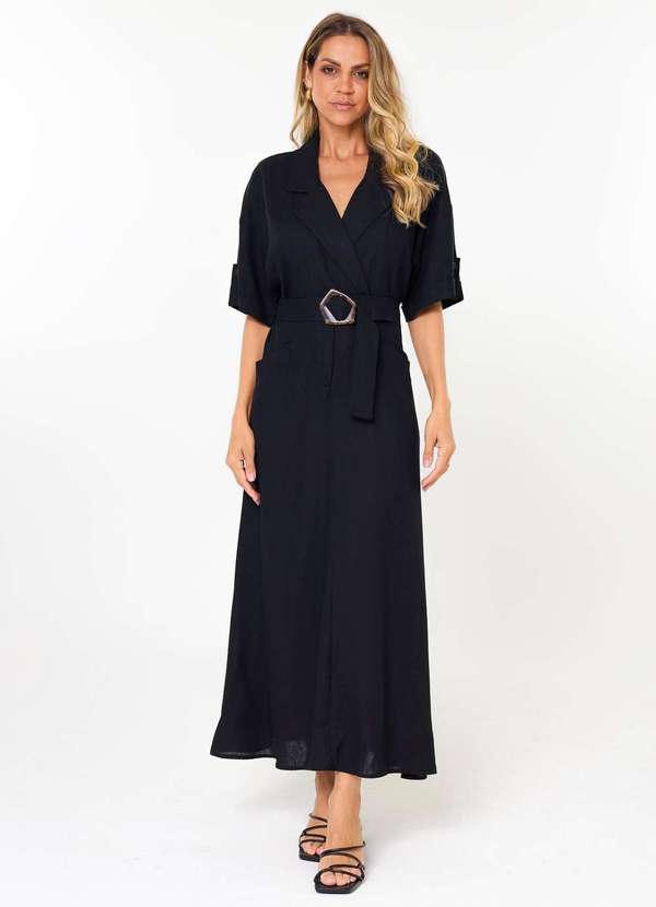 Ritmi Studio - Vestido Gola Blazer Preto