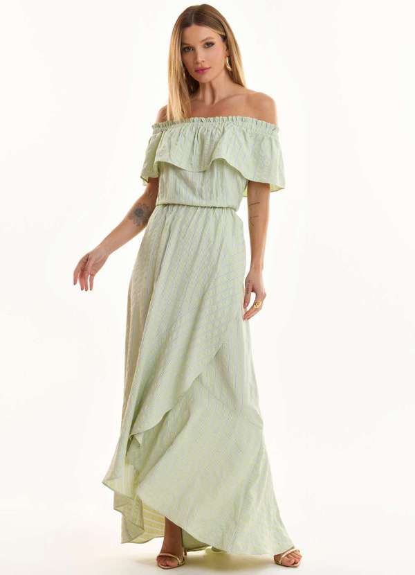 Ritmi Studio - Vestido Listrado Ombro a Ombro Verde