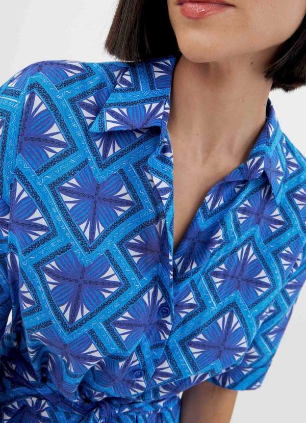 Ritmi Studio - Vestido Midi com Mangas Curta Azul 4