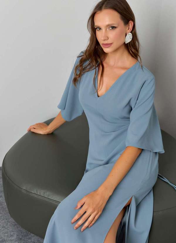 Ritmi Studio - Vestido Midi com Mangas Azul 4