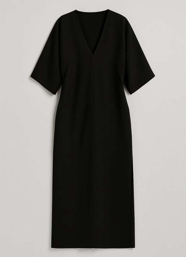 Ritmi Studio - Vestido Midi com Mangas Preto