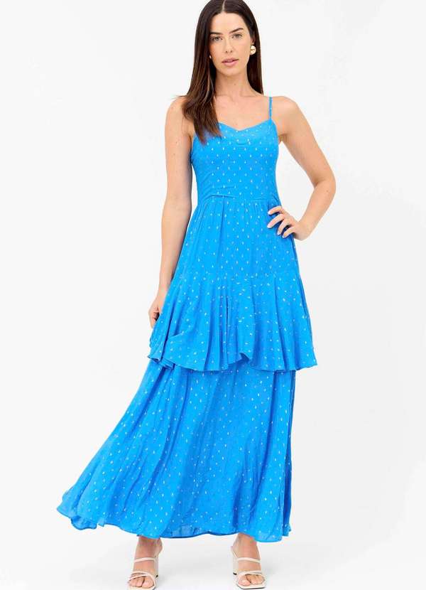 Ritmi Studio - Vestido Midi Viscose Azul