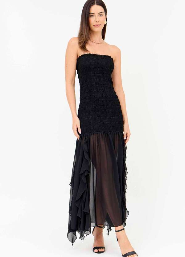 Ritmi Studio - Vestido Tomara que Caia c/ Lastex Preto
