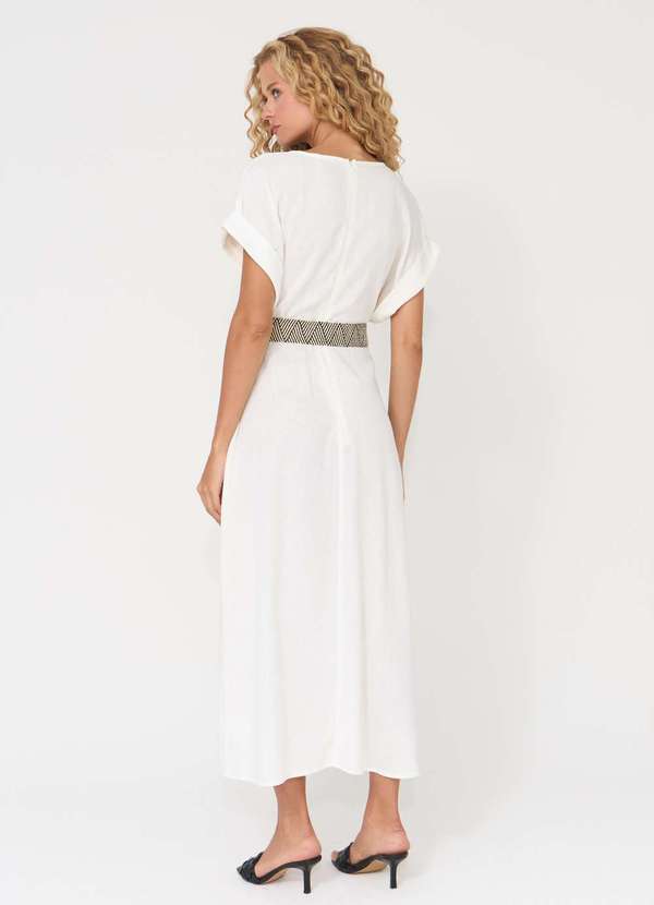 Ritmi Studio - Vestido Transpassado com Cinto de Palha Branco 3